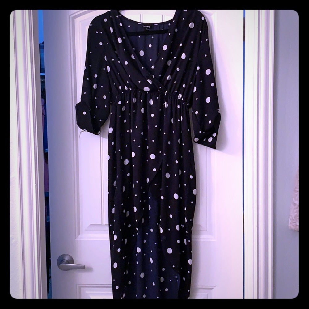 Torrid Navy Blue Polka Dot High- Low Top